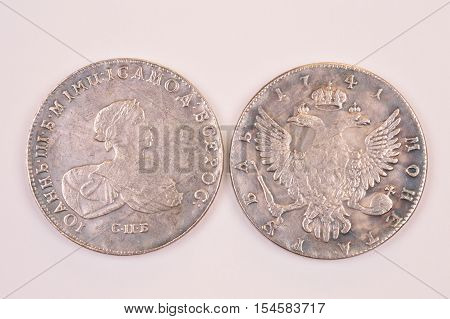 Coins Russian ruble silver 1741 Emperor John III Autocrat of all Russia