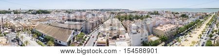 Aerial panoramic view of Sanlucar de Barrameda Cadiz Spain