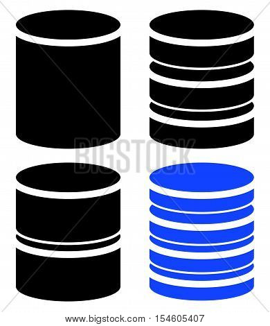 Different Barrel (cylinder) Shape Symbol, Icon Set
