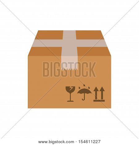 cardboard box pack, closed parcel box, package paper box flat design isolated on white background vector illustration.