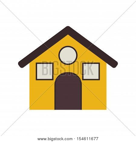 yellow house with roff and windows vector illustration