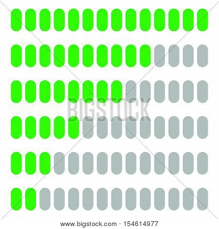 Simple, Flat Progress, Level Indicator, Loading Bar Set At Different Levels