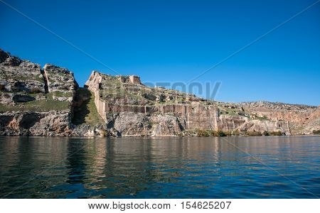 Gaziantep, Turkey - December 08, 2014: Abandoned castle (Rum Kale) in Halfeti
