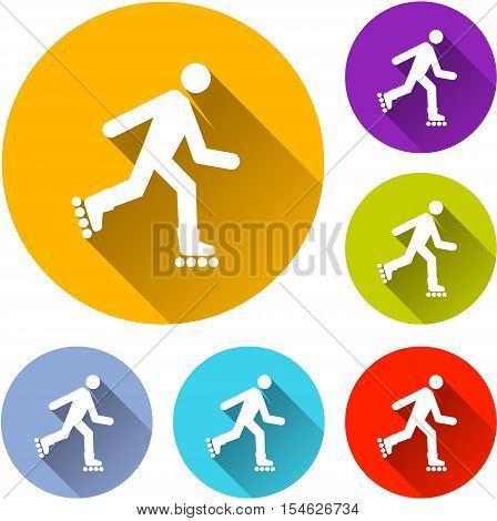 Illustration of six rollerskate icons with shadow