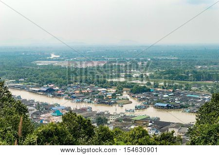 Chumphon Thailand Community house along the river at Mutsea Mountain Viewpoint located at ban pak nam in Chumphon Thailand
