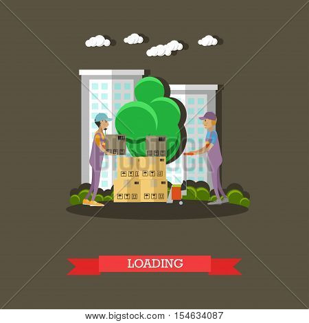 Logistic and delivery service concept banner. Warehouse worker. Vector illustration in flat style design. Delivery man shipping products.