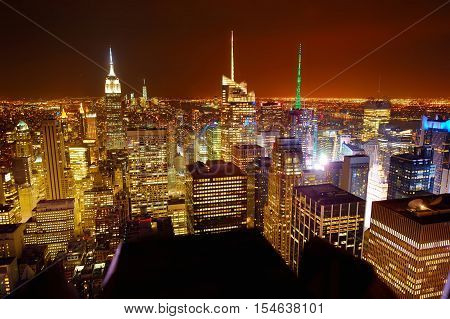 Aerial View Of Manhattan From Top Of The Rock