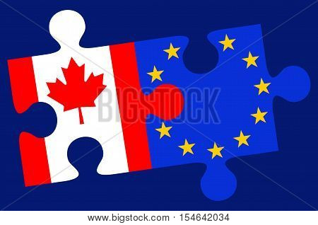 CETA - Europe and Canada Flag Puzzle Pieces