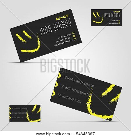 Two-sided business card design in black and yellow