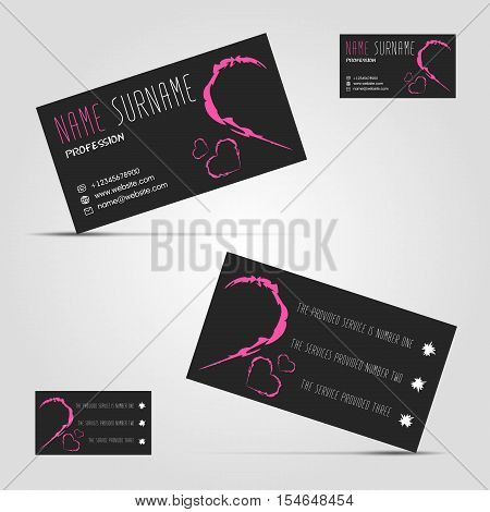 Glamorous business card with pink heart for print