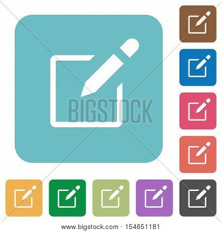 Editbox white flat icons on color rounded square backgrounds
