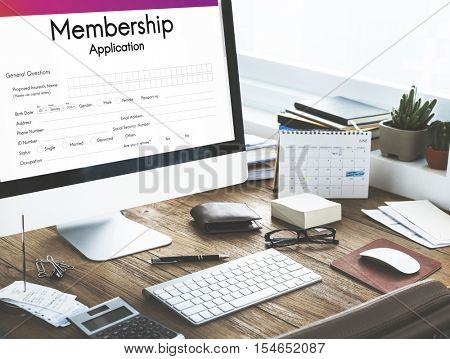 Membership Application Form Register Concept
