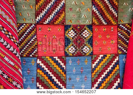 Moroccan decorative carpet. Oriental ornaments, Morocco, Africa