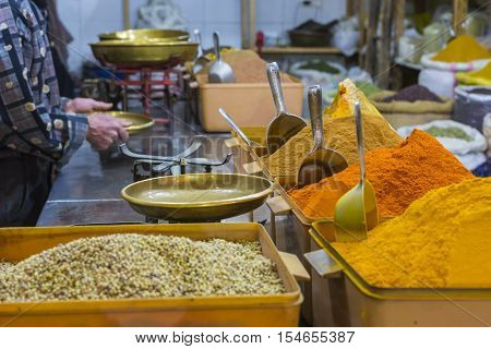 Colorful Spices On The Bazaar. Iran. Isfahan.