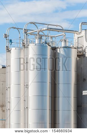 Detail of chemical plant silos and pipes