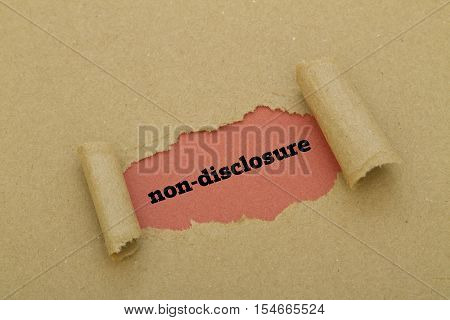 Non-Disclosure word written under torn paper .