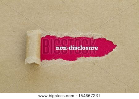 Non-Disclosure word written under torn paper .