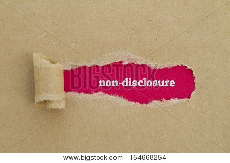 Non-Disclosure word written under torn paper .