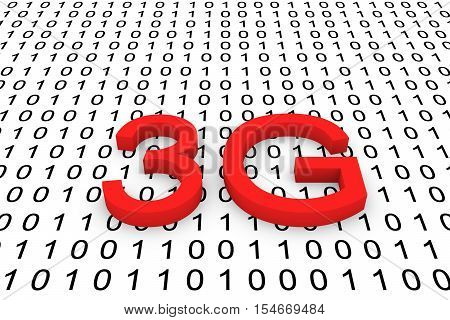 binary code of the Mobile communication of the third generation 3g 3d illustration