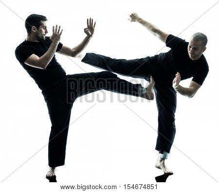 men krav maga fighters fighting isolated
