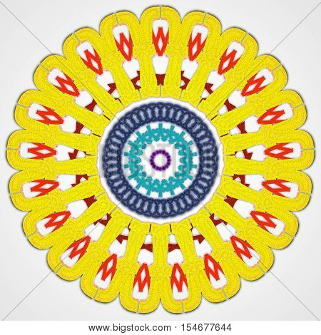 Graphic ornament with multicolored patterns. 3d render