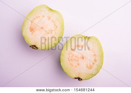 Guava fruit or Amrood or Amrud or peru isolated, selective focus