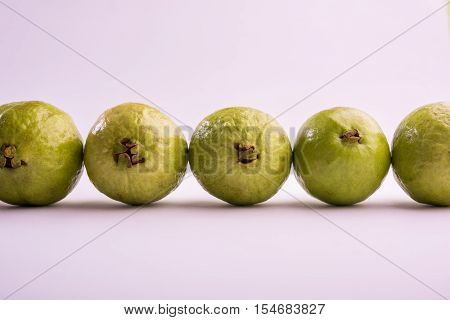 Guava fruit or Amrood or Amrud or peru isolated, selective focus