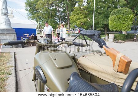 Dp-27 Machine Gun Established On The Motorcycle