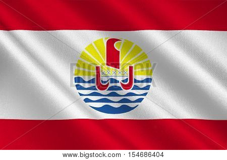 Flag of French Polynesia (France) Papeete. 3d illustration
