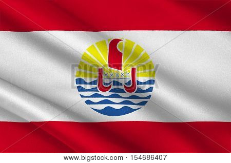 Flag of French Polynesia (France) Papeete. 3d illustration