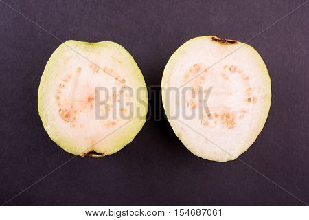 Guava fruit or Amrood or Amrud or peru isolated, selective focus