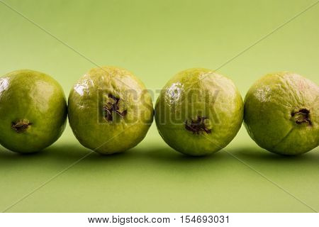 Guava fruit or Amrood or Amrud or peru isolated, selective focus