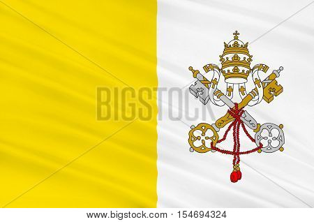 Flag of Vatican City officially Vatican City State is a walled enclave within the city of Rome. 3d illustration