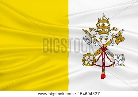 Flag of Vatican City officially Vatican City State is a walled enclave within the city of Rome. 3d illustration