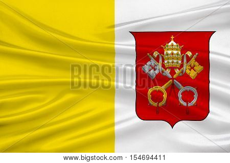 Flag of Vatican City officially Vatican City State is a walled enclave within the city of Rome. 3d illustration