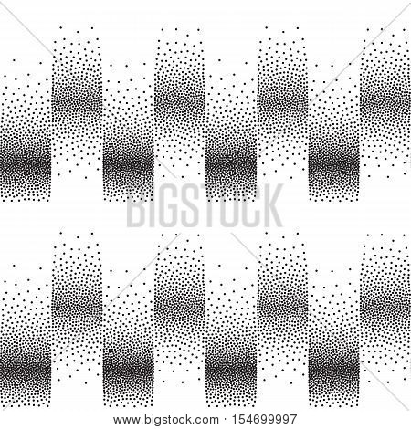 Seamless geometric vector pattern with stripes of halftone effect. Black and white background. Stipple effect repeating texture. Minimalisic wallpaper.