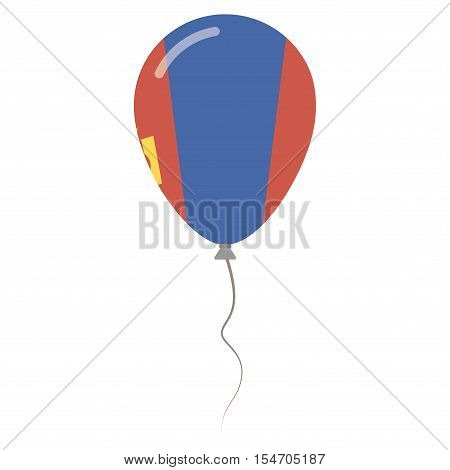 Mongolia National Colors Isolated Balloon On White Background. Independence Day Patriotic Poster. Fl
