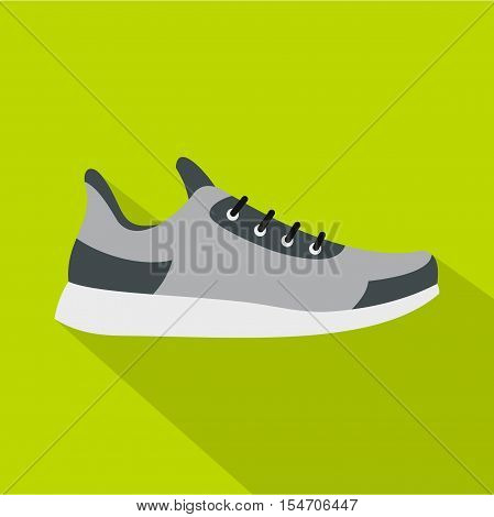 Gray sneaker icon. Flat illustration of gray sneaker vector icon for web isolated on green background