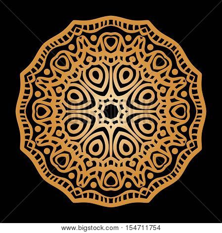 Golden background in the shape of a flower. Ethnic decorative elements. Hand drawn Islam, Arabic, Indian, ottoman motifs. Vintage decorative elements. Oriental pattern.