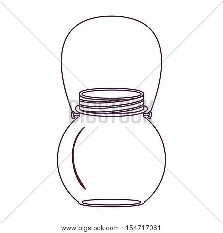 silhouette circular glass container with handle vector illustration
