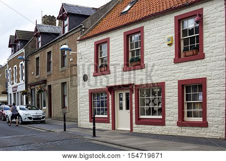 Streets and houses in Eyemouth Berwickshire in Scotland UK. 07.08.2016