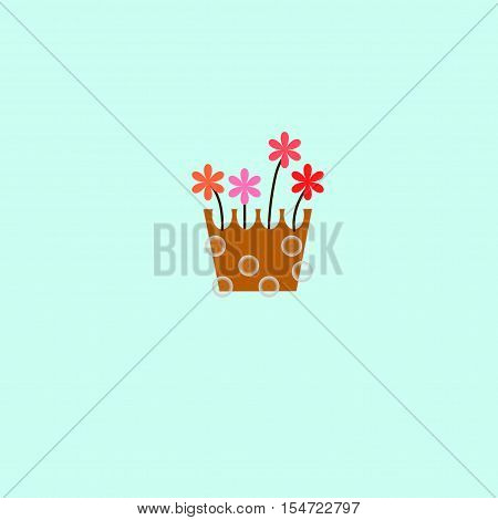 flowers logo vector design on blue background