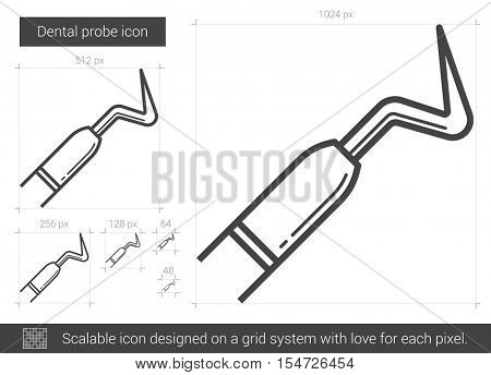 Dental probe vector line icon isolated on white background. Dental probe line icon for infographic, website or app. Scalable icon designed on a grid system.