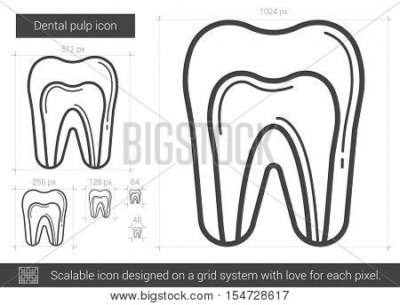 Dental pulp vector line icon isolated on white background. Dental pulp line icon for infographic, website or app. Scalable icon designed on a grid system.