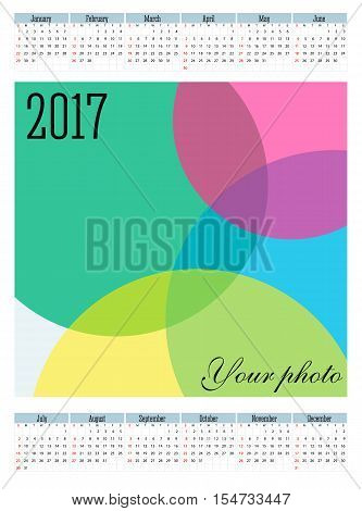 Simple 2017 year vector calendar / 2017 calendar design
