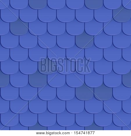 Shingles roof seamless pattern. Blue color. Classic style. Vector illustration