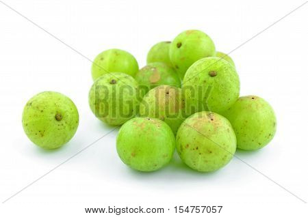 Indian gooseberry on a white background. It is used in herbal medicine.