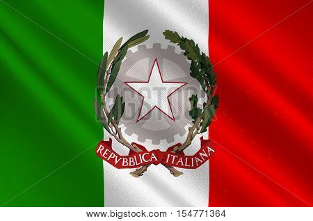 Flag of Italy officially the Italian Republic is a unitary parliamentary republic in Europe. 3d illustration
