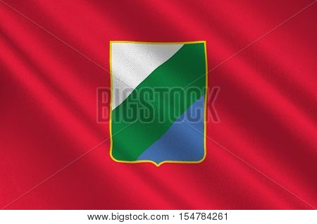 Flag of Abruzzo is a region of Italy. 3d illustration