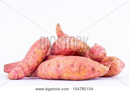 organic sweet potato yam on white background healthy fruit food isolated